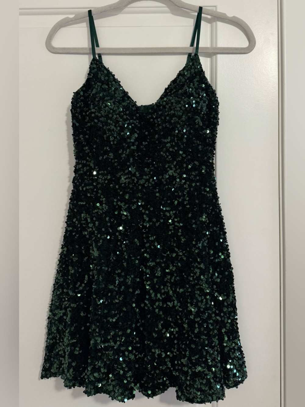 NWT short sequined hunter green formal dress